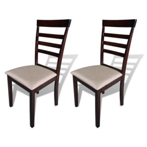 Jídelní židle 2 ks hnědé a krémové masivní dřevo a textil