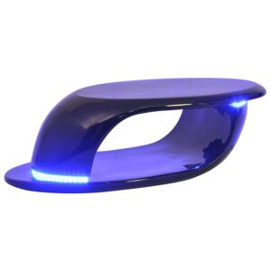 Konferenční stolek s LED světlem sklolaminát vysoký lesk černý