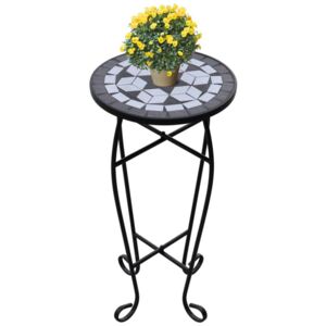 Mozaikový odkládací stolek na květiny černobílý