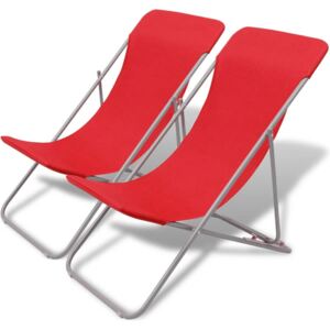 Skládací plážové židle 2 ks práškovaná ocel červené