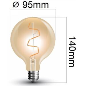 Retro LED žárovka E27 4W 400lm G95 extra teplá, filament, ekvivalent 40W
