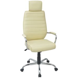 Kancelářská židle, PU kůže, krémová bílá