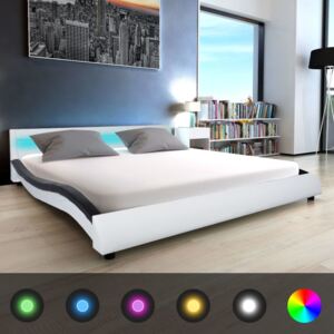Rám postele s LED bílý a černý umělá kůže 180 x 200 cm