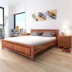 Rám postele hnědý masivní akáciové dřevo 180 x 200 cm