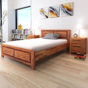 Rám postele hnědý masivní akáciové dřevo 140 x 200 cm
