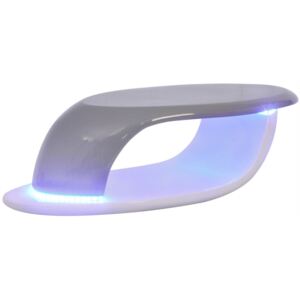 Konferenční stolek s LED, sklolaminát vysoký lesk bílo-šedý