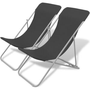 Skládací plážové židle 2 ks práškovaná ocel černé