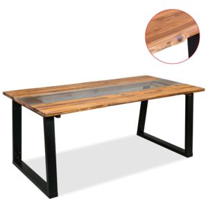 Jídelní stůl, masivní akáciové dřevo a sklo, 180x90x75 cm