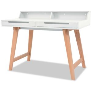 Psací stůl, MDF dřevotříska, buk, 110 x 60 x 85 cm, bílý