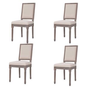Jídelní židle 4 ks krémové bílé textil