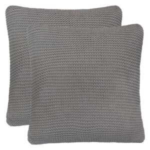 Polštáře 2 ks hrubě pletená bavlna 45 x 45 cm tmavě šedé
