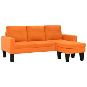 Trojmístná sedačka s taburetem textilní čalounění oranžová