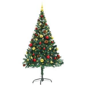 Umělý vánoční stromek ozdobený s baňkami a LED 150 cm zelený