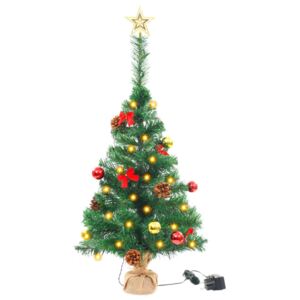 Umělý vánoční stromek ozdobený s baňkami a LED 64 cm zelený