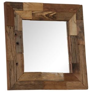 Zrcadlo masivní recyklované dřevo 50 x 50 cm