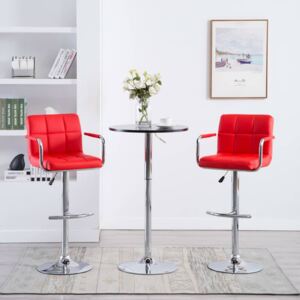 Barové židle s područkami 2 ks červené umělá kůže