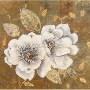 ART-STYLE Obrázek 30x30, květy III., rám bílý s patinou