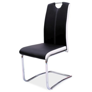 Jídelní židle s čalouněním v černé ekokůži s bílými boky KN672