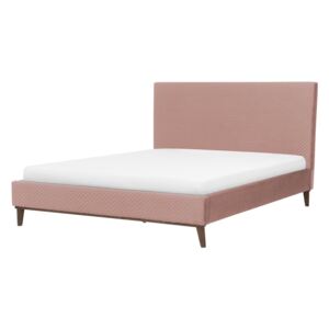 Čalouněná růžová postel 160 x 200 cm BAYONNE