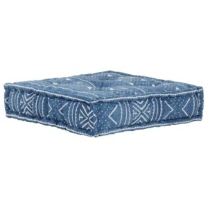 Sedací puf čtverec bavlna vzor ručně vyrobený 50x50x12 cm modrý