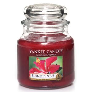 Yankee Candle - vonná svíčka Pink Hibiscus (Růžový ibišek) 411g (Nesmírně příjemná vůně. Jemná, noblesní a zářivá. Přináší aroma jemně citrusového buketu okvětních lístků tropického ibišku.)