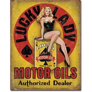 Plechová cedule: Lucky Lady Motor Oil - 40x30 cm