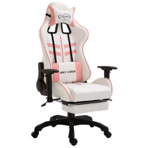 Herní židle s podnožkou růžová umělá kůže