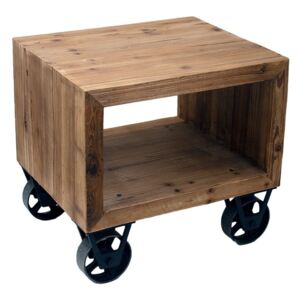 Dřevěný recyklovaný noční stolek na kolečkách - 60*50*55 cm