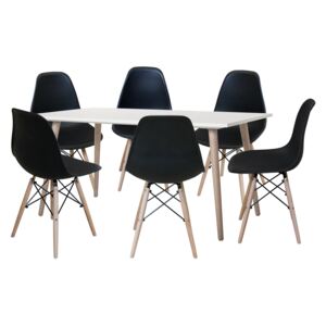 Idea Jídelní stůl GÖTEBORG 50 + 6 židlí UNO černé