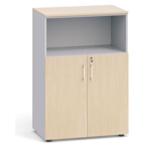 Kancelářská skříň kombinovaná, 1087x800x420 mm, šedá / bříza