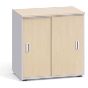 Kancelářská skříň se zasouvacími dveřmi, 740x800x420 mm, šedá / bříza