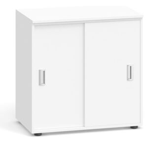 Nízká kancelářská skříň se zasouvacími dveřmi PRIMO, 740 x 800 x 420 mm, bílá