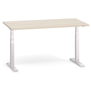 Výškově nastavitelný stůl, elektrický, 735-1235 mm, deska 1600x800 mm, dub, bílá podnož