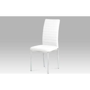 Artium Jídelní židle koženka bílá / chrom - AC-1285 WT