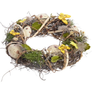 Kaemingk Velikonoční věnec hnědo-žlutý, 25 cm