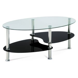 Konferenční stolek GCT-302 GBK1 sklo čiré a černé, leštěný nerez