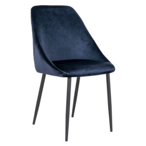 Nordic Experience Sametová jídelní židle Palas tmavě modrá/černá