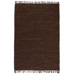 Ručně tkaný koberec Chindi kůže - hnědý | 80x160 cm