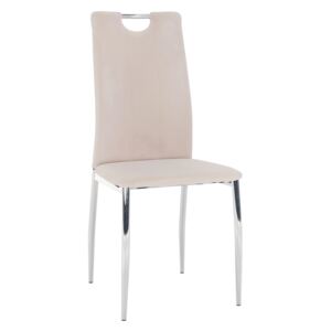 Jídelní židle, béžová Dulux Velvet látka / chrom, OLIVA NEW