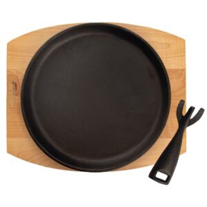 Orion domácí potřeby Pánev LITINA s prkénkem pr. 22 cm