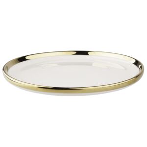 Porcelenový talíř se zlatým okrajem, 20 cm, Aurora Gold Barva: Krémová