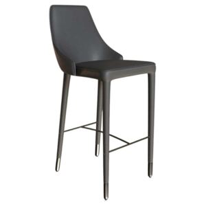 Tmavě šedá koženková barová židle Miotto Maino s kovovou podnoží 72 cm