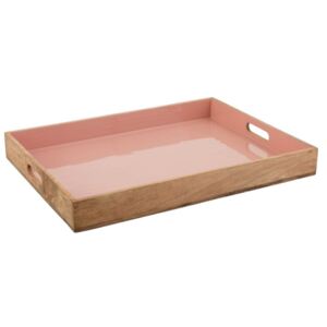 Dřevěný podnos s růžovým vnitřkem Enamell pink - 66*50*8cm