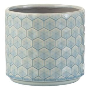 Modrý keramický obal na květináč Rhombus M - Ø 14*12,5 cm