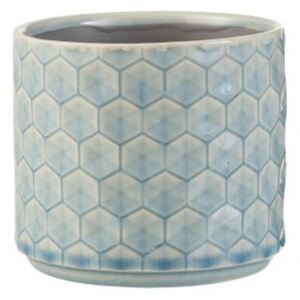 Modrý keramický obal na květináč Rhombus S - Ø 12*10,5 cm