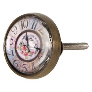 Kovovo-skleněná úchytka s designem hodin Paris – Ø 3*4 cm