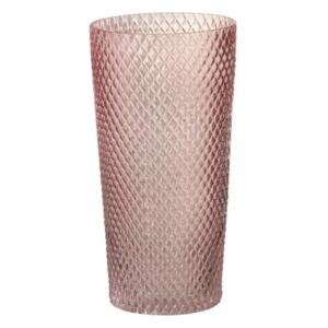Růžová skleněná váza Cylinder - Ø 14*28 cm