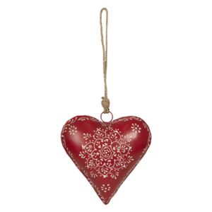 Závěsná plechová dekorace červené srdce - 16*4*16 cm