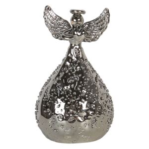 Dekorační stříbrný svítící skleněný anděl - Ø 7*11 cm