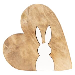 Dřevěná velikonoční dekorace Srdce se zajíčkem - 16*15*2 cm